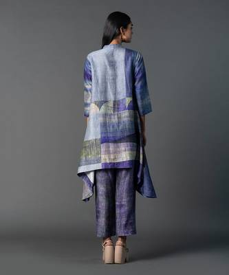 Bright purple dupion silk printed kurta sets 3