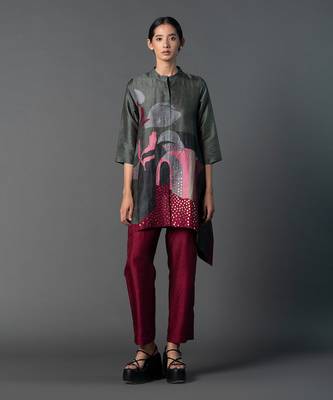 Multicolor dupion silk printed kurta sets 1