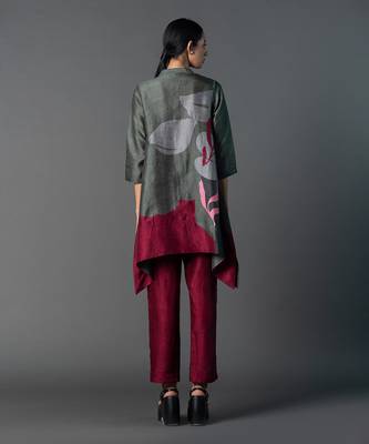 Multicolor dupion silk printed kurta sets 3