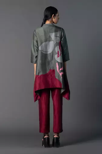 Multicolor dupion silk printed kurta sets
