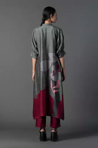 Multicolor dupion silk printed kurta sets