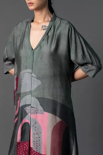 Multicolor dupion silk printed kurta sets