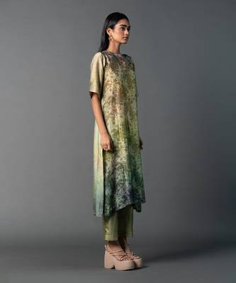 Light green dupion silk printed kurta sets 2