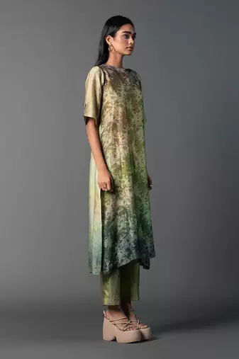 Light green dupion silk printed kurta sets
