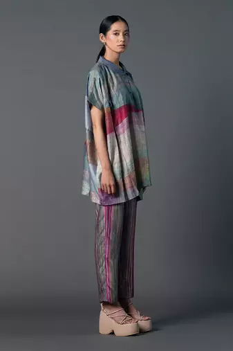 Multicolor dupion silk printed kurta sets