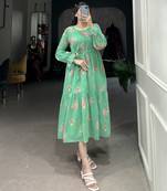 Women's Georgette With Floral Print Western Dress 