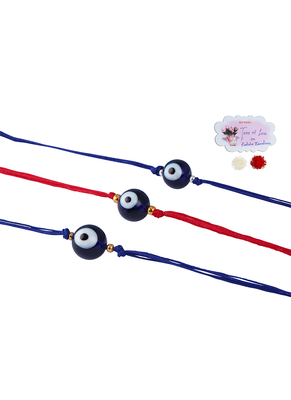 3 evil eye rakhi for rakshabandhan festival bhaiya, bhai rakhi handcrafted with hand written card 1