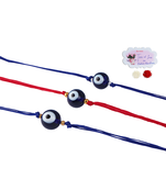 3 evil eye rakhi for rakshabandhan festival bhaiya, bhai rakhi handcrafted with hand written card