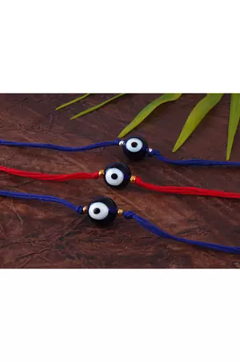 3 evil eye rakhi for rakshabandhan festival bhaiya, bhai rakhi handcrafted with hand written card