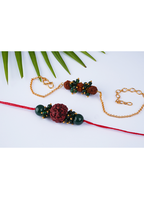 combo of colorful kundan stone rakhi n onyx pearl bracelet for bhaiya, brother, couple pair rakhi 4