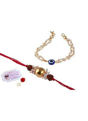Handmade rakhi for brother combo couple pair rudraksha rakhi bracelet set for bhaiya fancy rakhi 1