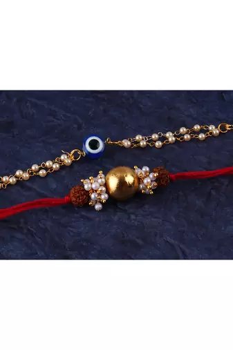 Handmade rakhi for brother combo couple pair rudraksha rakhi bracelet set for bhaiya fancy rakhi