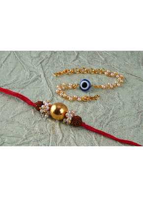 Handmade rakhi for brother combo couple pair rudraksha rakhi bracelet set for bhaiya fancy rakhi 3