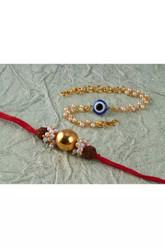Handmade rakhi for brother combo couple pair rudraksha rakhi bracelet set for bhaiya fancy rakhi