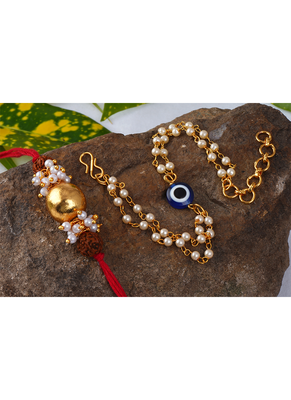 Handmade rakhi for brother combo couple pair rudraksha rakhi bracelet set for bhaiya fancy rakhi 4