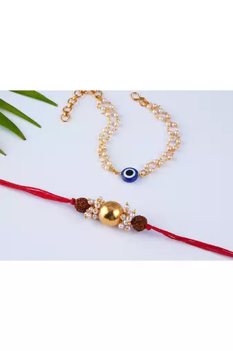Handmade rakhi for brother combo couple pair rudraksha rakhi bracelet set for bhaiya fancy rakhi