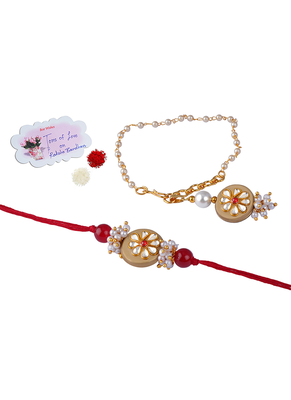 Handcrafted combo of colorful kundan stone rakhi n lumba bracelet rakhi for bhaiya, brother, couple pair rakhi 1