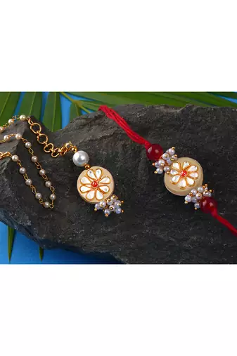 Handcrafted combo of colorful kundan stone rakhi n lumba bracelet rakhi for bhaiya, brother, couple pair rakhi