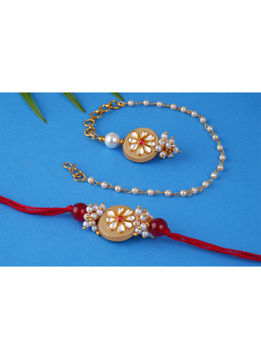Handcrafted combo of colorful kundan stone rakhi n lumba bracelet rakhi for bhaiya, brother, couple pair rakhi 3