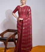 Maroon Georgette Sequence Party Wear Saree