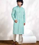Vardha men's cotton digital print stitched kurta tropical blue diamond pattern long kurtas for men, mandarin collar