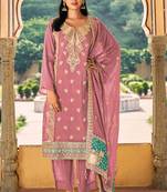 Pink premium embroidered blooming chinon silk stitched salwar suit