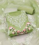 Organza Fabric Embroidery Thread Work Dress Material