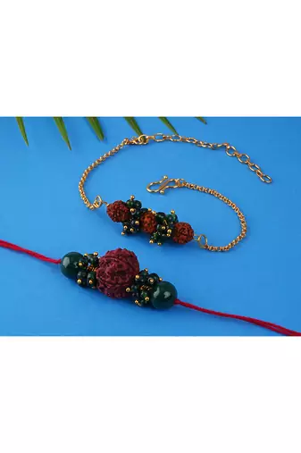 Handmade rakhi for brother combo couple pair rudraksha rakhi bracelet set for bhaiya fancy rakhi