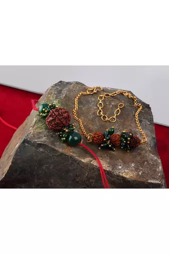 Handmade rakhi for brother combo couple pair rudraksha rakhi bracelet set for bhaiya fancy rakhi