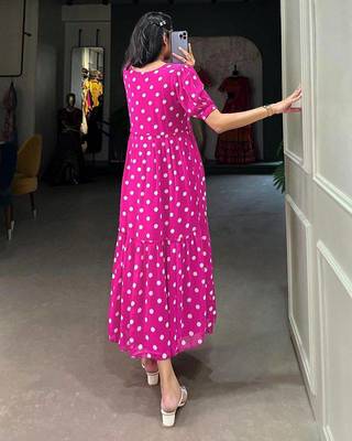 Polka dot georgette maxi dress for women 2