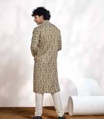 Vardha men's cotton shibori dyed stitched kurta, shibori dyed ethnic kurtas for men, mandarin collar long kurta's