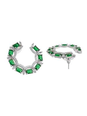 Green american dimond & silver plated cicular earrings 3