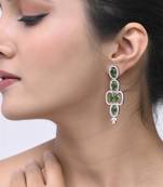 green american dimond & silver plated long earrings