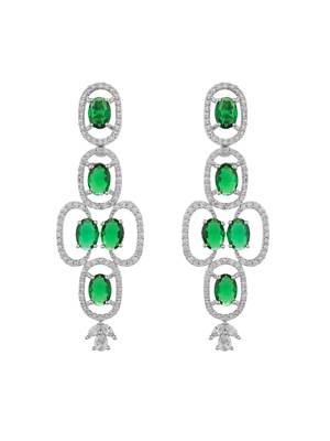 green american dimond & silver plated long earrings 4