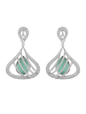 Mint green american dimond & silver plated drop earrings 4