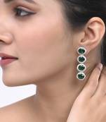 green  american dimond & silver plated long  earrings