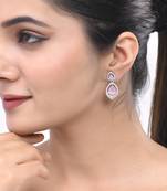 Pink american dimond & silver plated stud  earrings