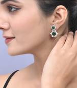 green  american dimond & silver plated stud earrings