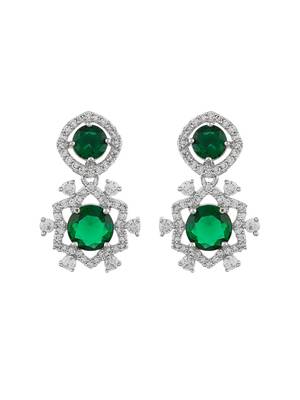 green  american dimond & silver plated stud earrings 4