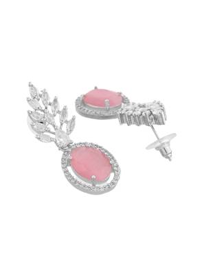 Pink american dimond & silver plated drop earrings 3
