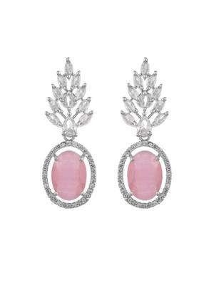 Pink american dimond & silver plated drop earrings 4