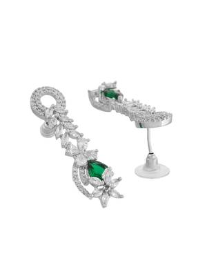 green  american dimond & silver plated long earrings 3