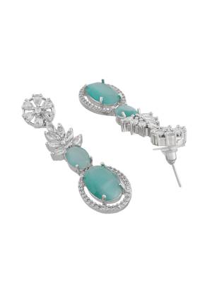 Mint green american dimond & silver plated drop earrings 3