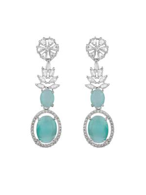 Mint green american dimond & silver plated drop earrings 4