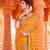 Yellow leheriya embroidered designer chiffon saree