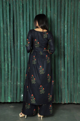 Black designer heavy cambric cotton ready to wear kurta 2