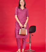 Mauve designerheavy cotton  ready to wear kurta bottom set