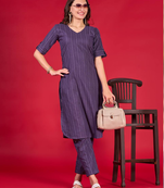 Purple designerheavy cotton  ready to wear kurta bottom set
