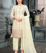 Cream georgette salwar suit with dupatta
