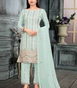 Sky blue georgette salwar suit with dupatta